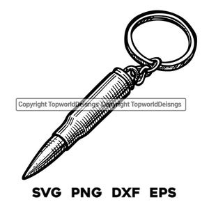 Bullet Keychain Svg Military Ammo Key Ring Clipart Rifle Cartridge Cut File Tactical Bullet Design for Cricut Png Dxf Eps Download