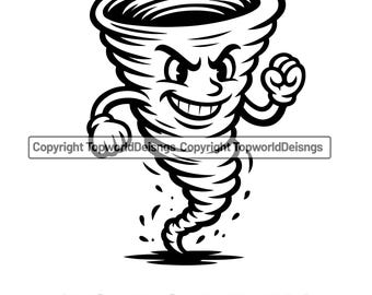 Angry Cartoon Tornado Mascot SVG PNG Dxf Eps - Storm Weather Digital Download for Sports Teams, Schools & Fun Designs