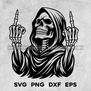 Grim Reaper Skeleton Cut Files, Drippy Skull Svg, Grim Reaper finger Skull Vector Silhouette, Cricut SVG,  Instant Download Laser Ready
