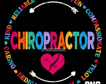 Chiropractor PNG | Spine Doctor Sublimation Design | Chiropractic Clipart for T-Shirts, Stickers, chiropractor's Office Decor and Gifts
