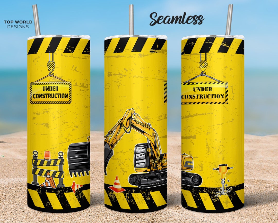 Construction Tumbler Wrap Png, 20oz Skinny Tumbler, Sublimation Design