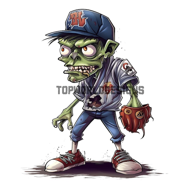 Baseball Zombie Clipart PNG, Cartoon zombie, Baseball Player, High Quality JPG, Digital Download, Card Making, Clip Art, Digital Paper Craft