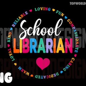 School Librarian PNG, Librarian Digital Download, Library Books School Design, Back To School Librarian, Library Sublimation Design