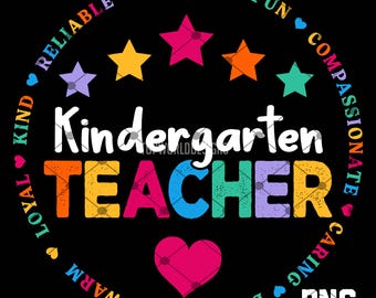 Kindergarten Teacher PNG: Back to School Sublimation Design (Digital Download)