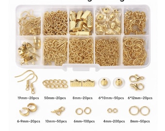Versatile Earring Making Kit - Silver & Gold-Tone Hooks, Chain Links, Bars, Studs, and Hoops - Deluxe Jewelry Findings Set