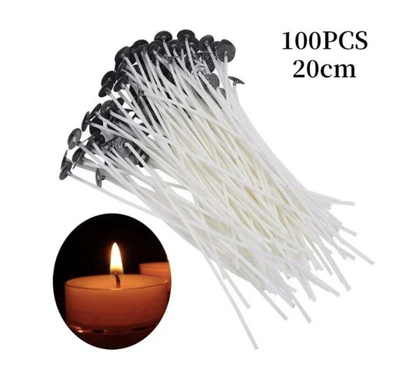 100 Stoppini In Legno Per Candele Fai-Da-Te Con Supporti - Ecologici, Senza Fumo, 13x1,3 Cm