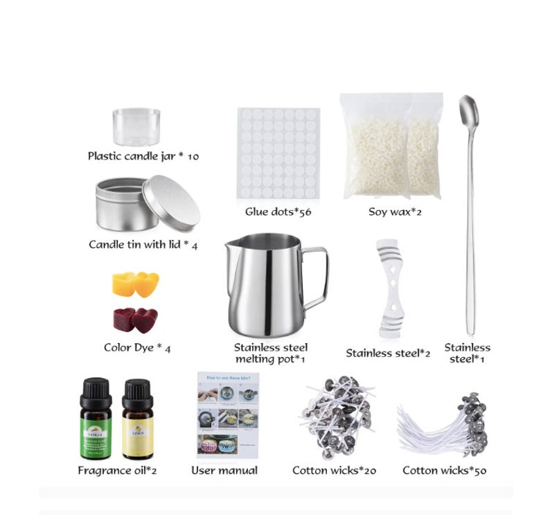 105-Piece Candle Making Kit - Eco-Friendly Soy Wax, Smokeless Wicks, Wood & Cotton Cores - Scented Home Craft Accessories image 7