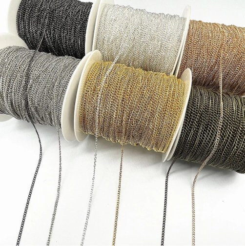Necklace Chain Roll 2yards Gold/silver/bronze/black Plated 3mm Etsy