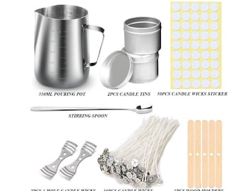 Complete Candle Making Kit with Pouring Pot, Wicks, Stickers & Holder - DIY Craft Set for Custom Candles