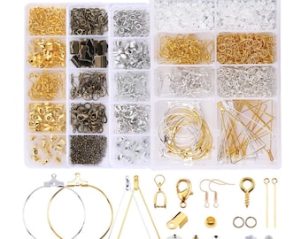 Jewelry Findings Set, Tool Set, Jewelry Making Kit, Earring Hooks Clip Buckle Lobster Clasp Open Jump Ring Jewelry Making Supplies Kit