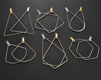 20 pcs Earrings Pendants Earring Geometric Findings Jewelry Making Parts Pendants DIY Accessories Gold Color Geometric Shaped Gold Findings