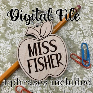 Teacher Apple Ornament or Keychains svg pdf dxf 4 phrase options glowforge laser cut file christmas school teacher appreciation classroom