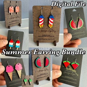 SOMMER OHRRING BUNDLE - Feuerwerk, Rakete Pop, Eis am Stiel, Eistüten, Wassermelone | svg & pdf Versionen enthalten. glowforge getestet. Vektor