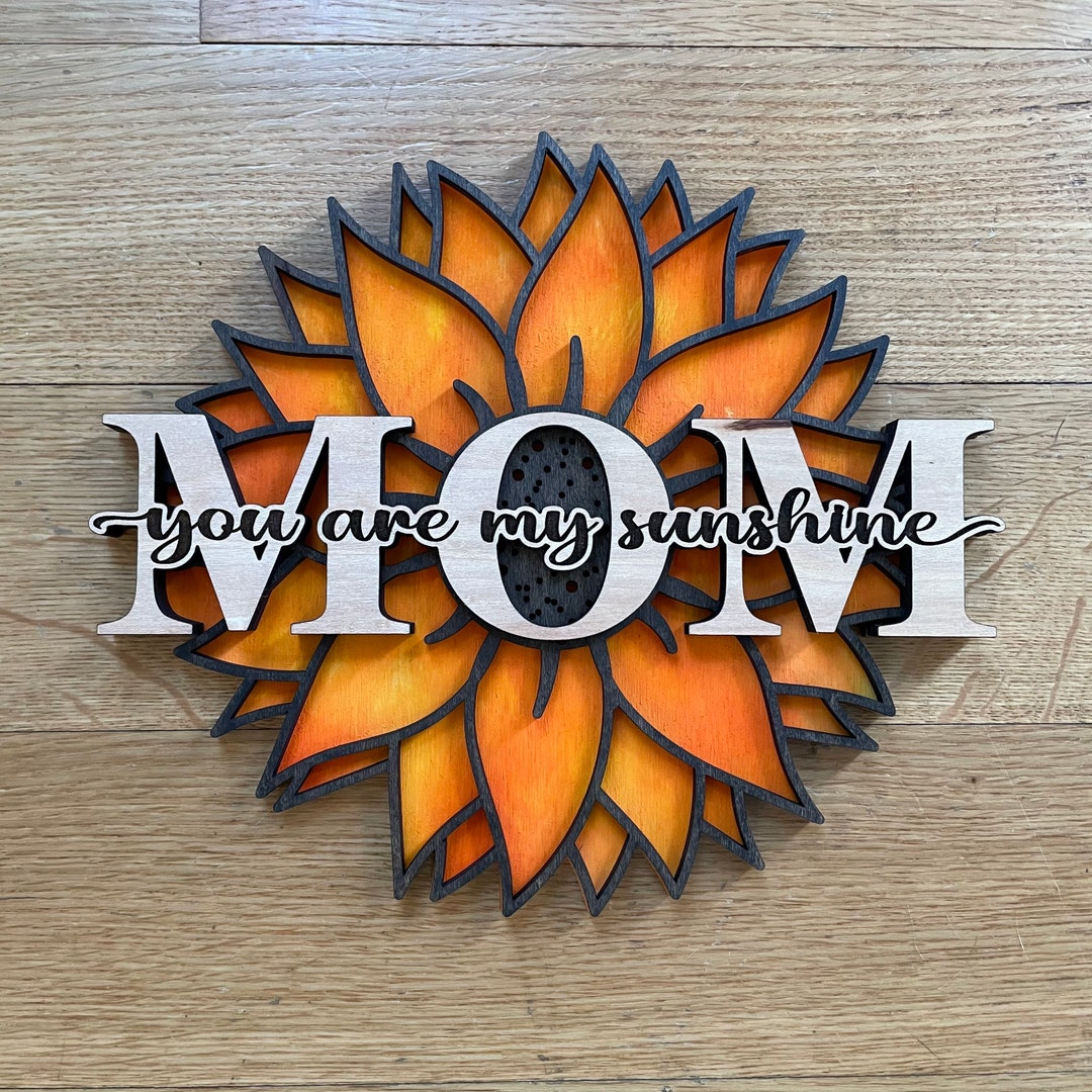 Sunflower Mom Sign Choose mom or Other Name, Hand Painted/stained