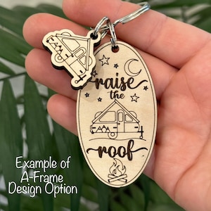 HAPPY CAMPER Keychain With Charm, 5 Charm Options, Camping Camper Tent ...