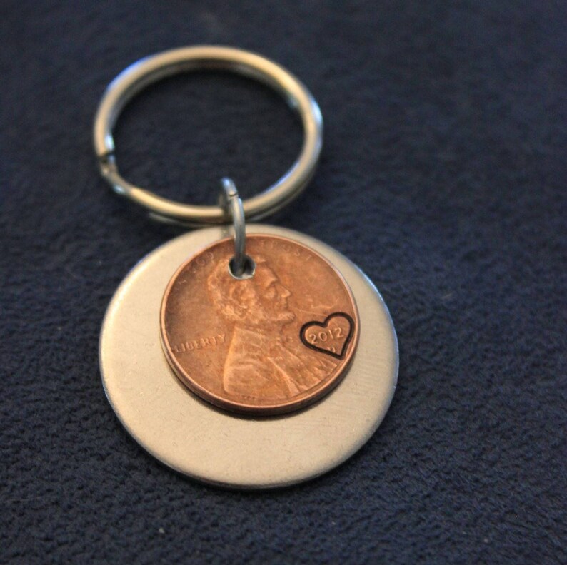 Stamped Penny Keychain or Penny/Washer Combo Keychain Etsy