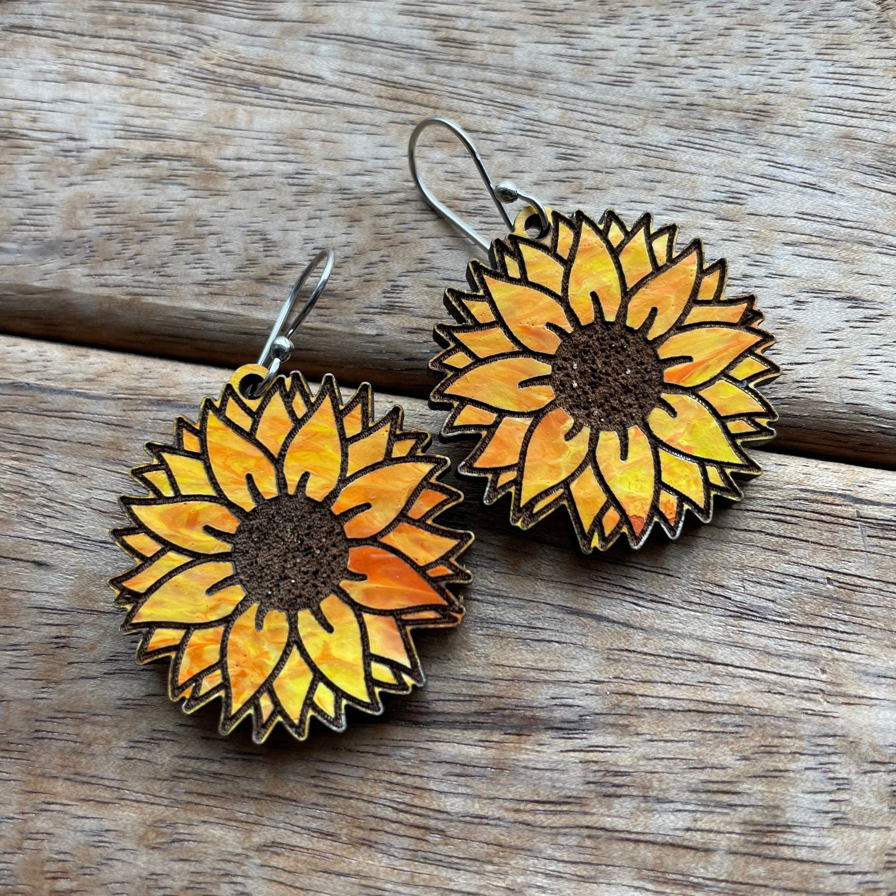 SUNFLOWER EARRINGS svg cut file bundle 4 sizes dangle Etsy