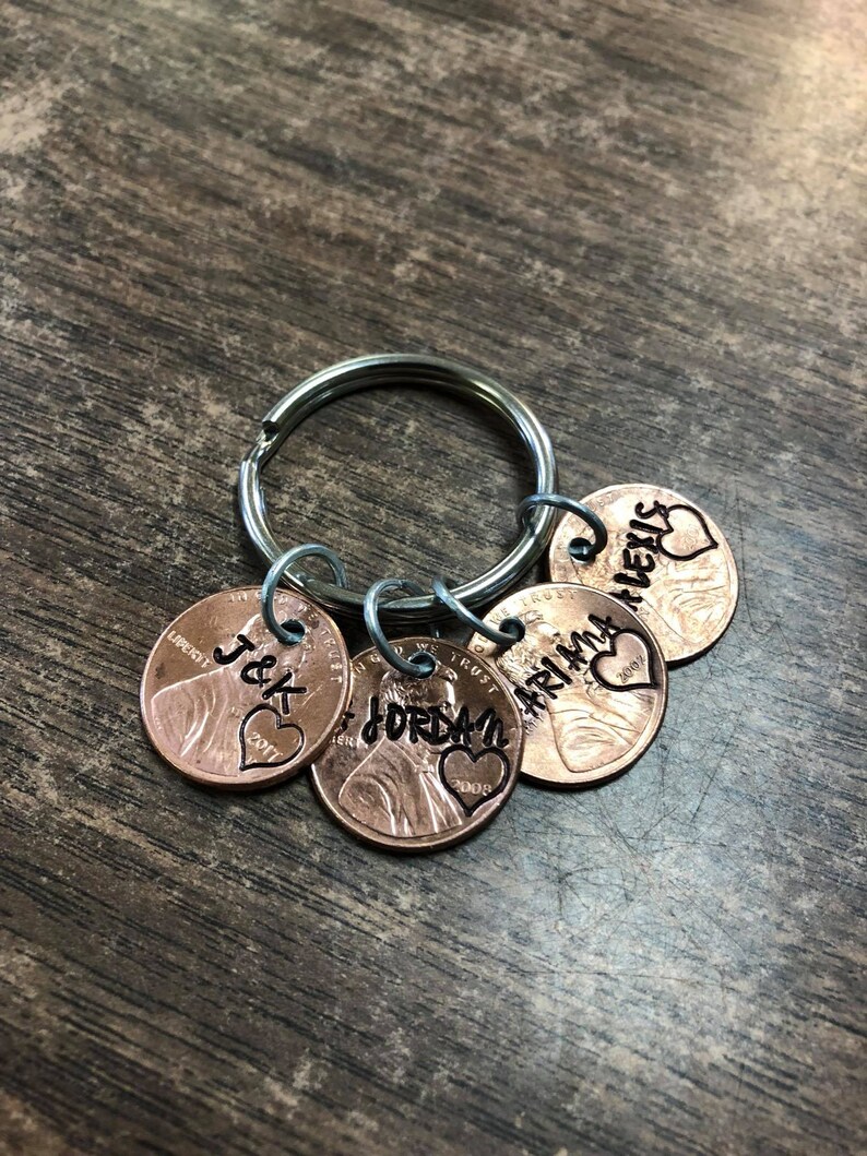 Stamped Penny Keychain or Penny/Washer Combo Keychain Etsy