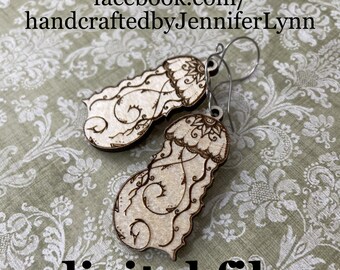 SVG cut file jellyfish earrings engrave digital download for glowforge laser cutter printer print and cut sea life ocean wood jewelry DIY