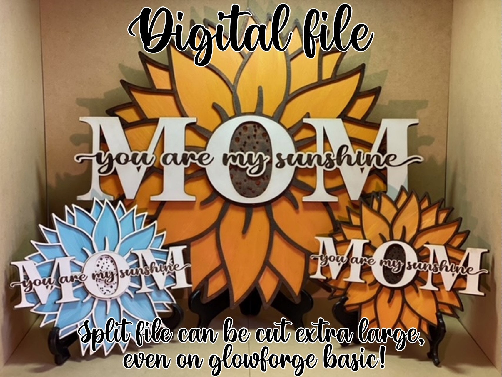 SPLIT/EXTRA LARGE Svg Cut File Sunflower Mother's Day Layered Sign ...