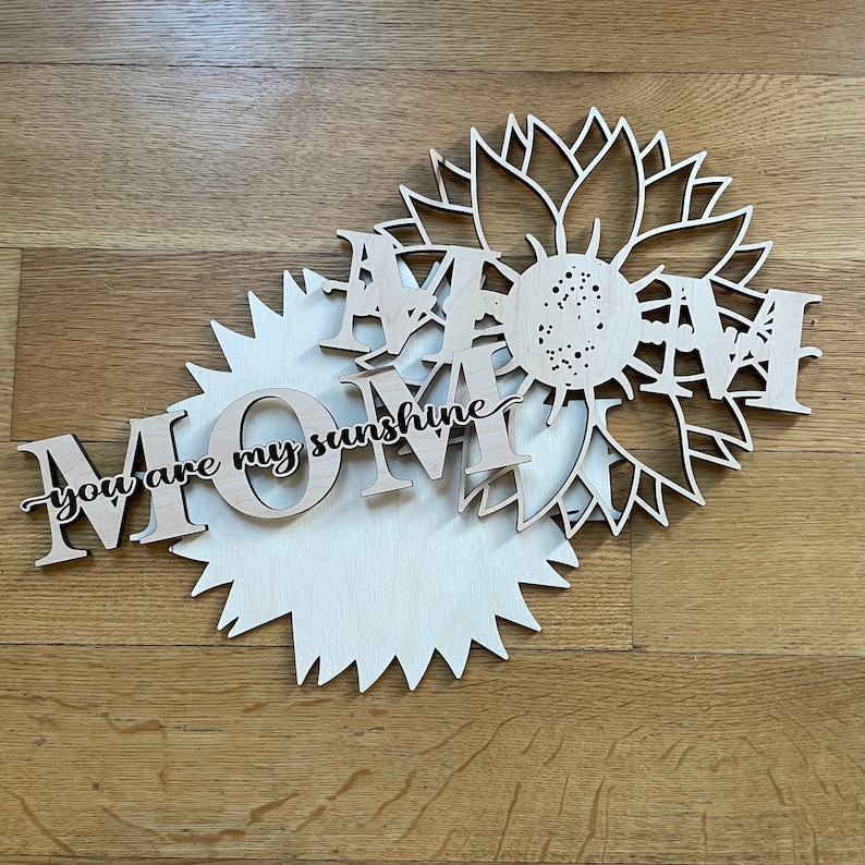 SVG DXF Cut File Sunflower Mother's Day Layered Sign and | Etsy