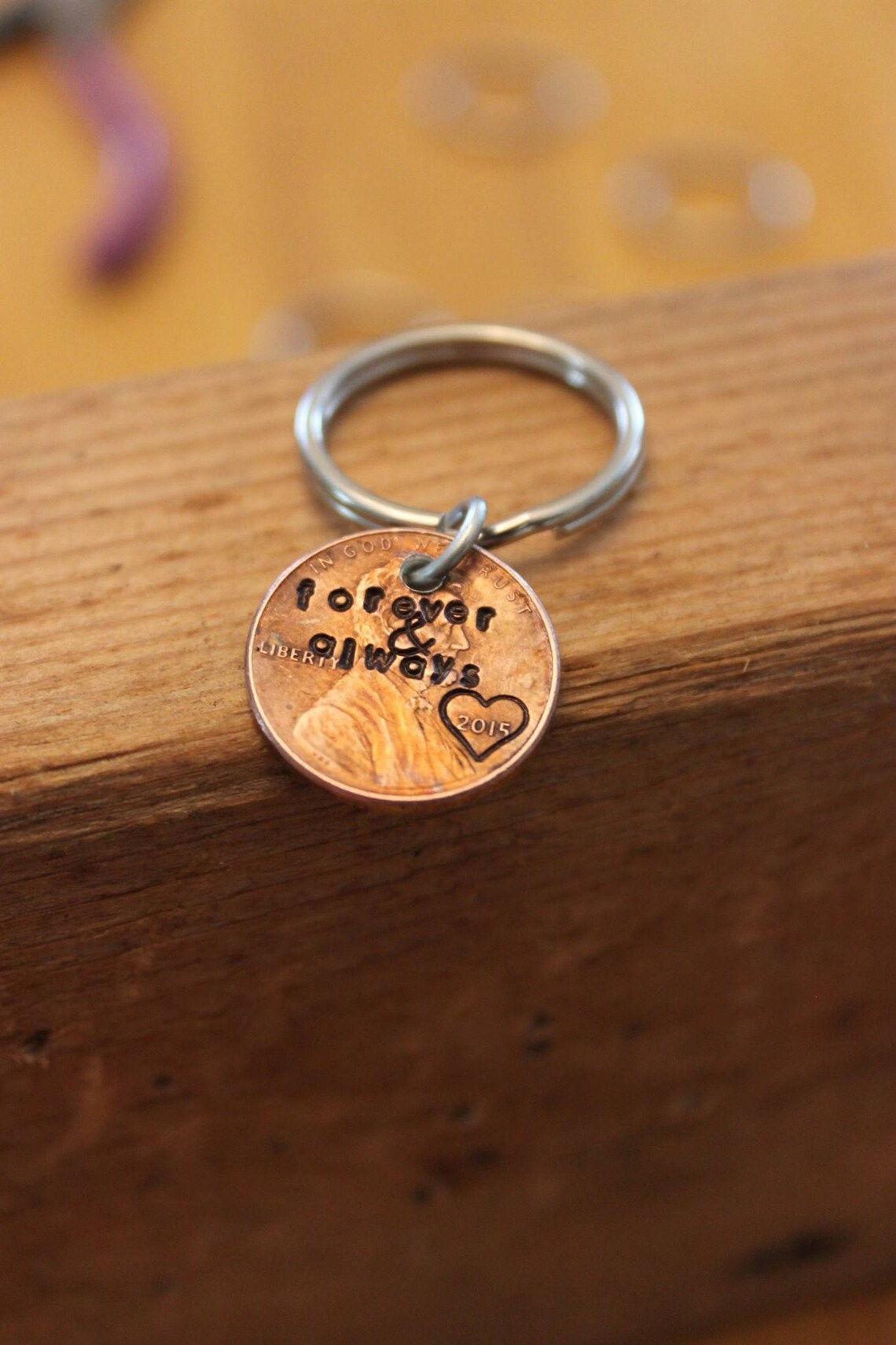 Stamped Penny Keychain or Penny/Washer Combo Keychain Etsy