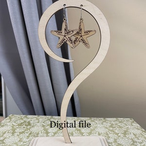 SVG cut file swirl single pair earring display stand laser printer glowforge no glue needed spiral photography craft vendor fair retail shop
