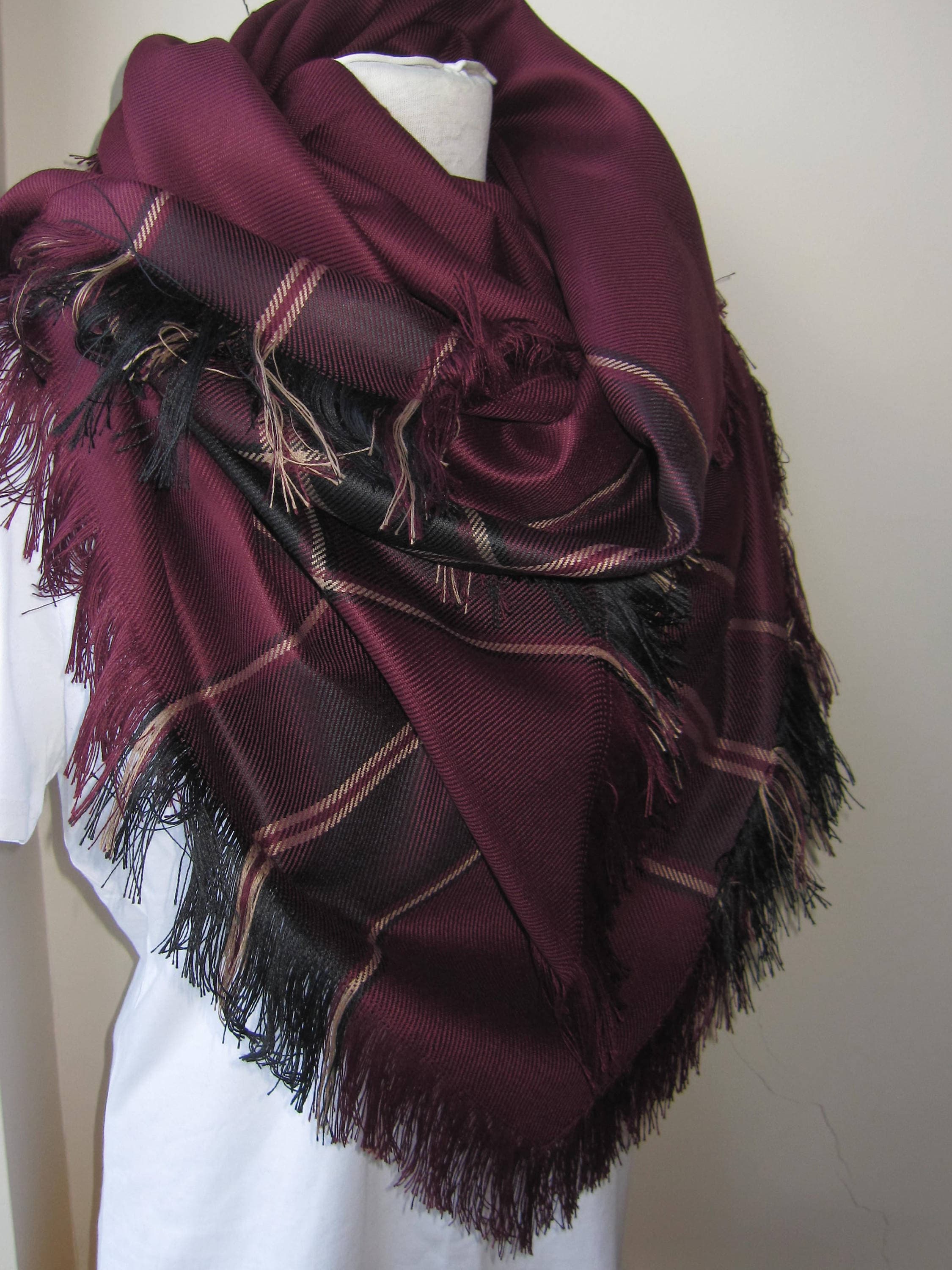 Plaid Blanket Scarf-mustard Burgundy Red Mink Blue Tartan - Etsy Singapore