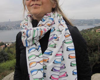 Eyeglasses Scarf for Woman - rainbow multicolor eyeglass Geeky Scarf Gift For Her-Christmas gift - optometrist -women scarves 2025 fashion