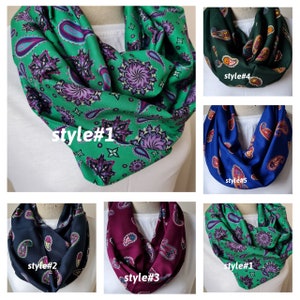 Sciarpa floreale paisley verde viola Infinity per donna, tendenze moda autunno 2025, sciarpa floreale in viscosa - sciarpa alla moda da donna, Selectscarf