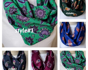 Groenpaarse paisley Infinity bloemensjaal voor dames, viscosesjaal