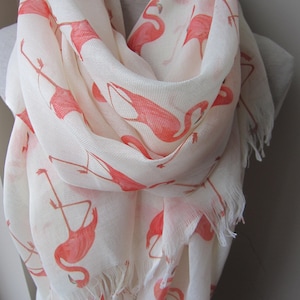 Pink Flamingo scarf - animal scarves-EXPRESS SHIPPING - Holiday Fashion - Christmas Gift - women Fashion Accessory-flamingo lover Gift scarf