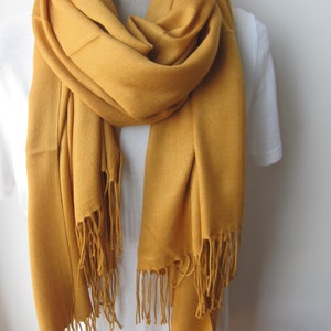 Mustard yellow scarf 2023 fall winter fashion color trends scarves solid Pashmina wraps shawls scarf -women's fashion scarf Selectscarf