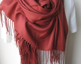 Pashmina-sjaal met rode peer, zachte sjaal van acrylmix met franje