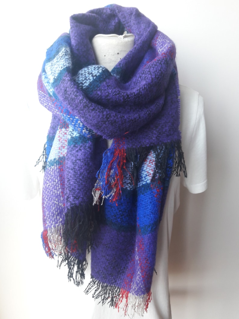 purple plaid blanket scarf