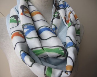 Infinity-sjaal met brillenprint, gaas van linnenmix