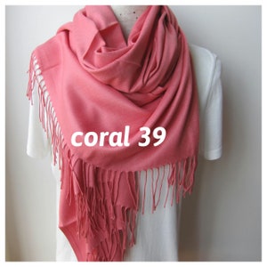 solid coral pink poppy Red fuchsia scarf 2025 fall winter fashion color trends scarves solid Pashmina wrap shawl scarf -women&#39;s fashion