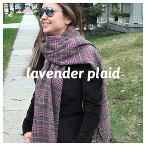 Tartan Plaid Flannel Blanket Scarf – Red, Black & White Lavender plaid