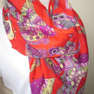 Lovely cute animal print scarves- Bird scarf - Gift for her - women summer 2025 Fashion Accessory/ bird owl lover Gift scarf selectscarf