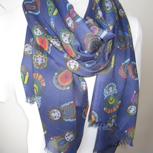 Matryoshka Scarf, Russian nesting dolls matryoshka Babushka doll print scarves matryoshka Addict lover gifts women&#39;s scarves long infinity