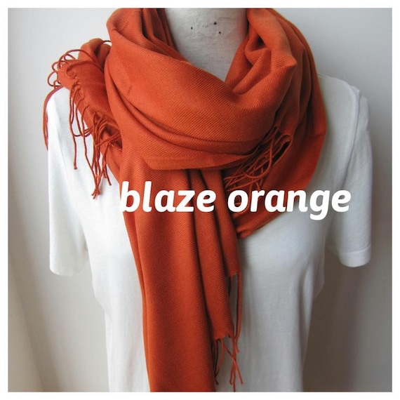 Écharpe Pashmina 2 Plis – Orange Corail – Qualité Supérieure – Unisexe
