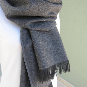 Wool fabric Winter scarf - Charcoal Gray grey Black cashmere tweed blanket scarf- 2025 winter FASHION, women men scarves blanket scarf shawl