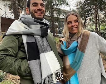 Geruite dekensjaal – zachte flanellen omslagdoek, wintermode