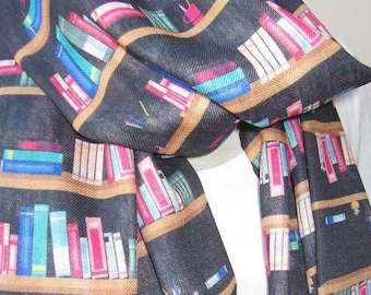 Bookshelf book Pattern Scarf, bookworm-geeky-literary-librarian women's-men's Scarves