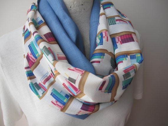 Bookshelf Pattern Infinity Scarf Women S Scarves Teacher Etsy