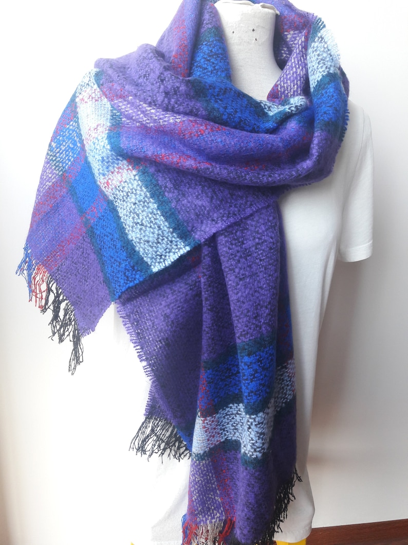 purple plaid blanket scarf