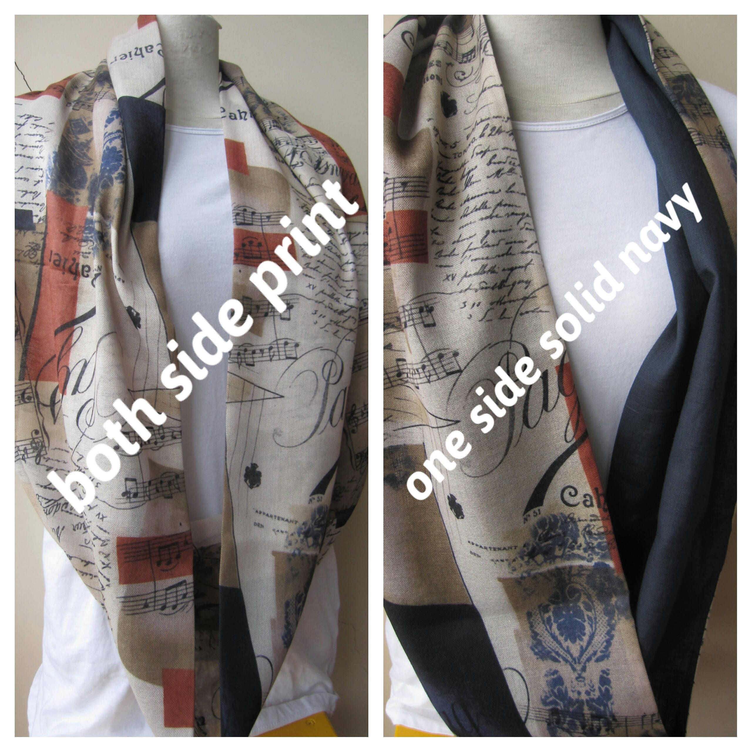 Music Scarf, Music Notes Scarf, Music Text Print Scarf, Music Writing ...