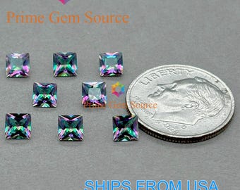 4mm Princess Cut Mystic Topaz. Natural Origin. Premium AAA Quality - Excellent Cut & Polish. 1 Stone Only. November Birthstone.
