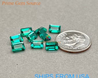 6x4mm Emerald Cut Green Emerald. Genuine Hydrothermal Created Emerald. AAA Quality - Excellent Cut & Polish. 1 Stone Only.