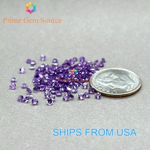 2mm Round Purple African Amethyst. Natural Origin. Premium AAA Quality - Excellent Cut & Polish. February Birthstone.